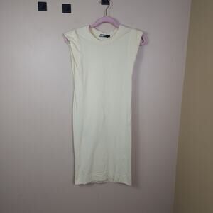 BASSIKE WOMENS DOUBLE JERSEY TURNBACK TANK DRESS in Yellow Size XS